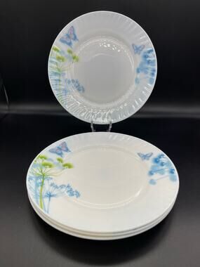 Vintage Gold Coast Set of 4 Dinner Plates Butterflies Flowers 9 7/8"